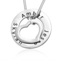 Personalised Heart Washer Necklace Detail Silver Personalised Heart Washer Necklace detail