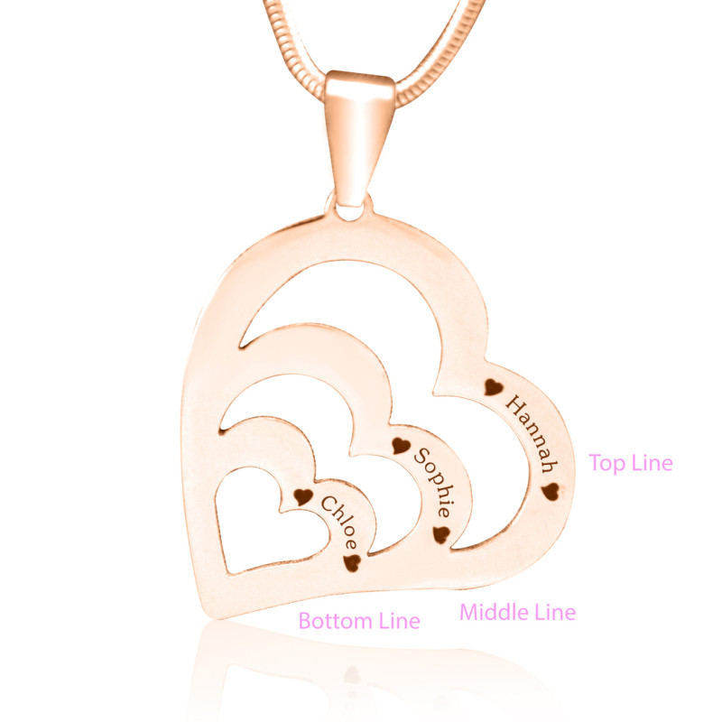 Hearts of Love Necklace in rose gold finish