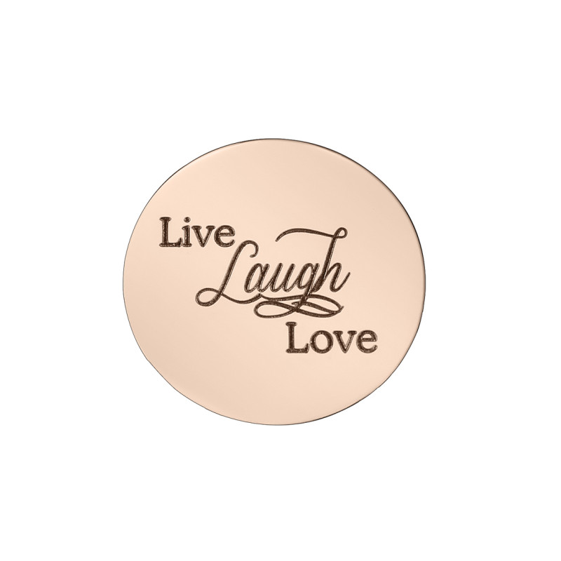 Live Laugh Love Disc Dream Locket in Rose Gold Personalised Live Laugh Love Disc Dream Locket in rose gold