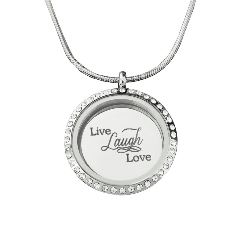 Live Laugh Love Disc with Dream Locket in Silver Live Laugh Love disc with Dream Locket in silver
