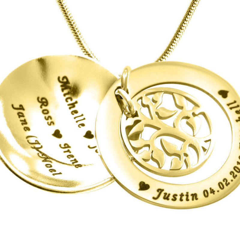 Personalised My Family Tree Dome Necklace - Gold Plated Personalised My Family Tree Dome Necklace in gold plated finish