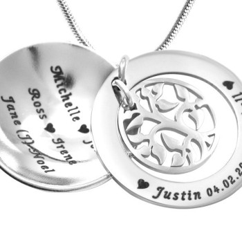 Personalised My Family Tree Dome Necklace - Sterling Silver