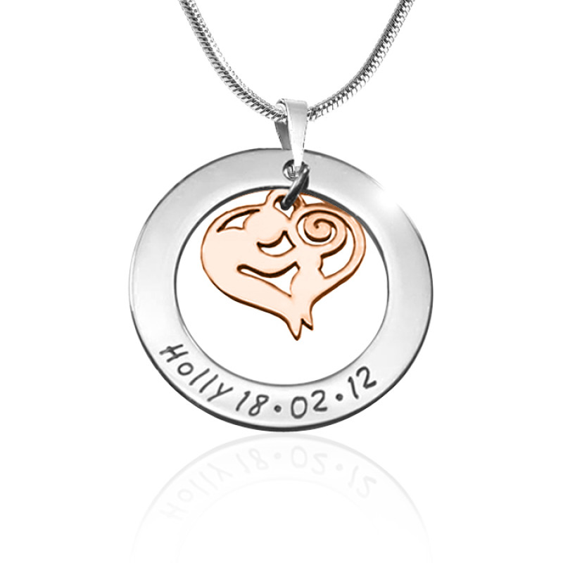 Personalised Mother's Love two-tone necklace with rose gold mother detail