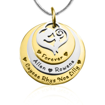 Personalised Mother's Disc Triple Necklace - TWO TONE - Gold Silver