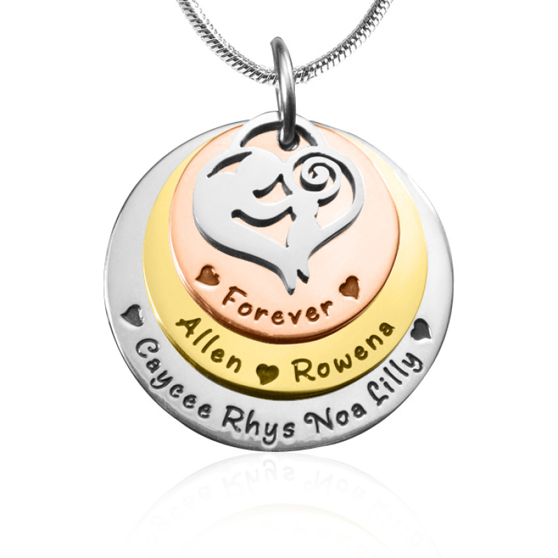 Personalised Mother's Triple Disc Necklace Personalised mother's triple-disc necklace in three tones