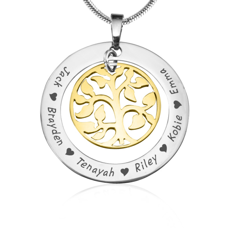 Two-Tone Gold Family Tree Necklace Two-tone gold personalised family tree necklace