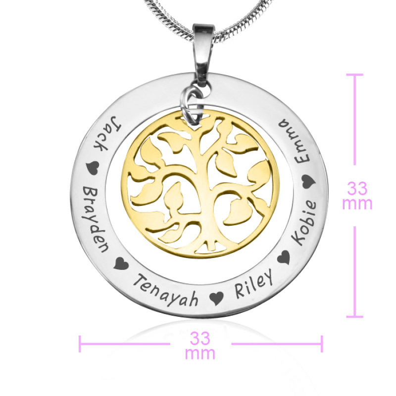 Family Tree Necklace Size Reference Size reference for the two-tone gold family tree necklace