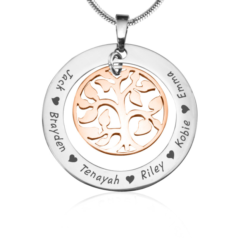 Two Tone Rose Gold Family Tree Necklace Two-tone personalised family tree necklace with rose gold tree detail