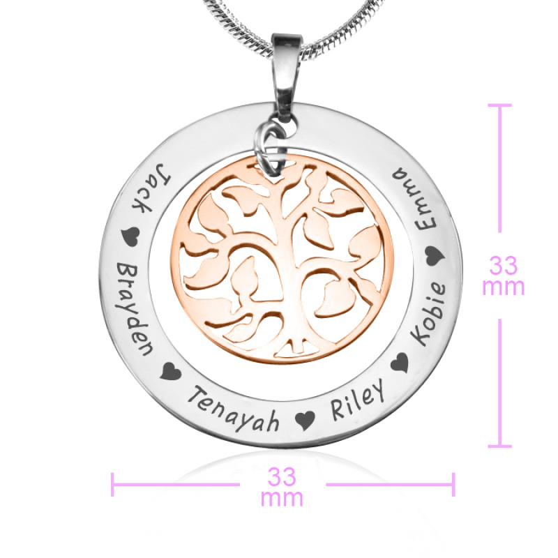 Family Tree Necklace Size Reference Size reference image for the two-tone family tree necklace