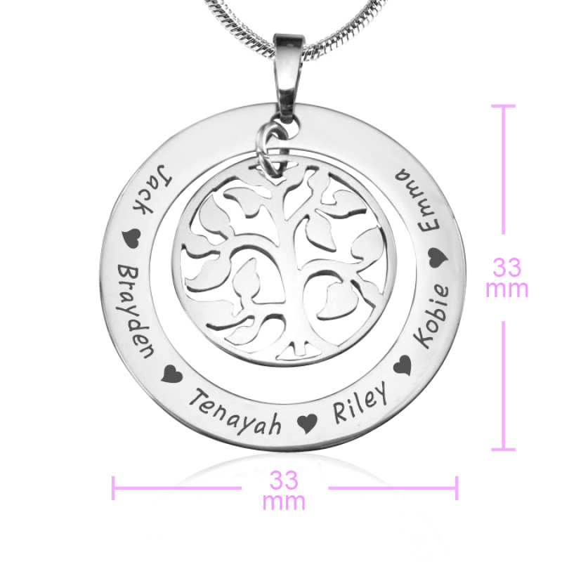 My Family Tree necklace size reference image