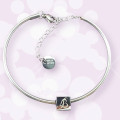 Personalised Neatie charm bangle in silver