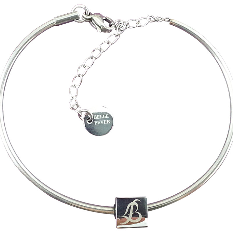 Personalised Neatie charm bangle in silver