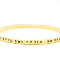 Personalised She Believed She Could Bangle in Gold Gold personalised She Believed She Could bangle