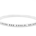 Personalised She Believed She Could Bangle in Silver Silver personalised She Believed She Could bangle