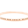 Personalised She Believed She Could Bangle in Rose Gold Rose gold personalised She Believed She Could bangle