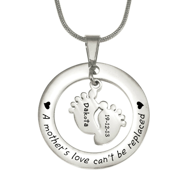 Personalised Single Feet 18mm necklace shown in silver
