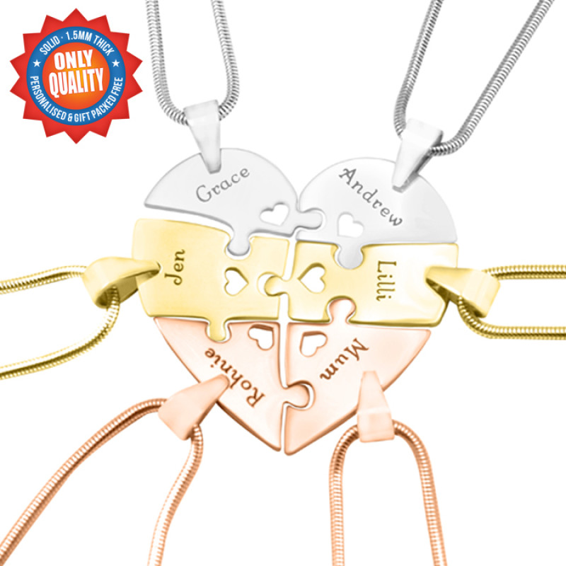 Personalised Hexa Heart Puzzle Necklace Personalised Hexa Heart Puzzle Necklace with six connecting pendants