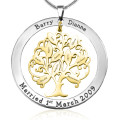 Personalised Tree of My Life washer necklace with gold tree detail