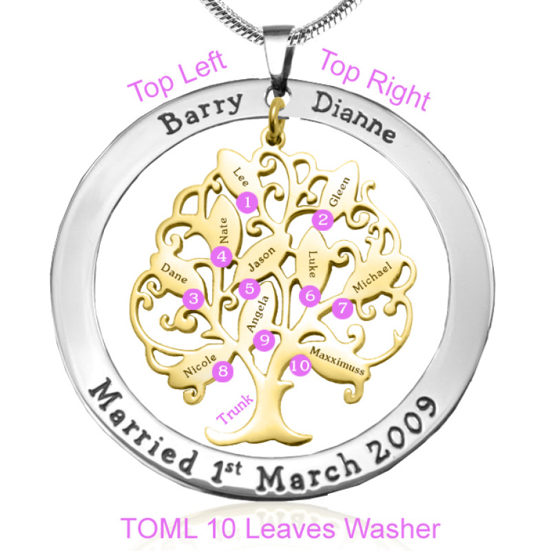 Additional view of the personalised Tree of My Life washer necklace