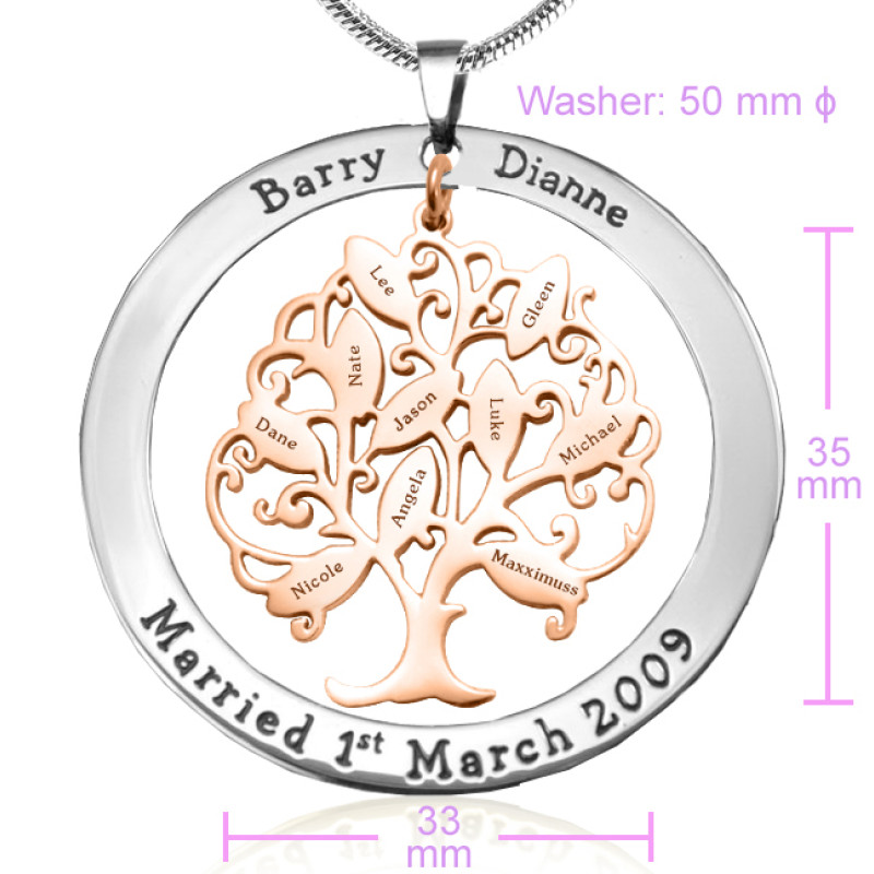 Tree of My Life Washer Necklace - Rose Gold Tree Personalised Tree of My Life washer necklace with rose gold tree detail