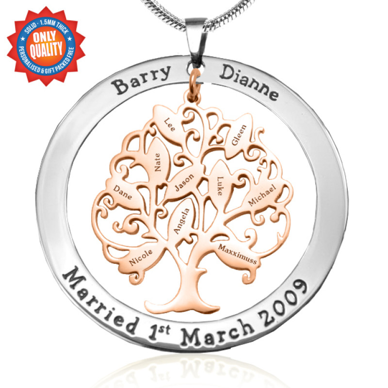 Tree of My Life Washer Necklace Detail Tree of My Life washer necklace in a rose gold tree design