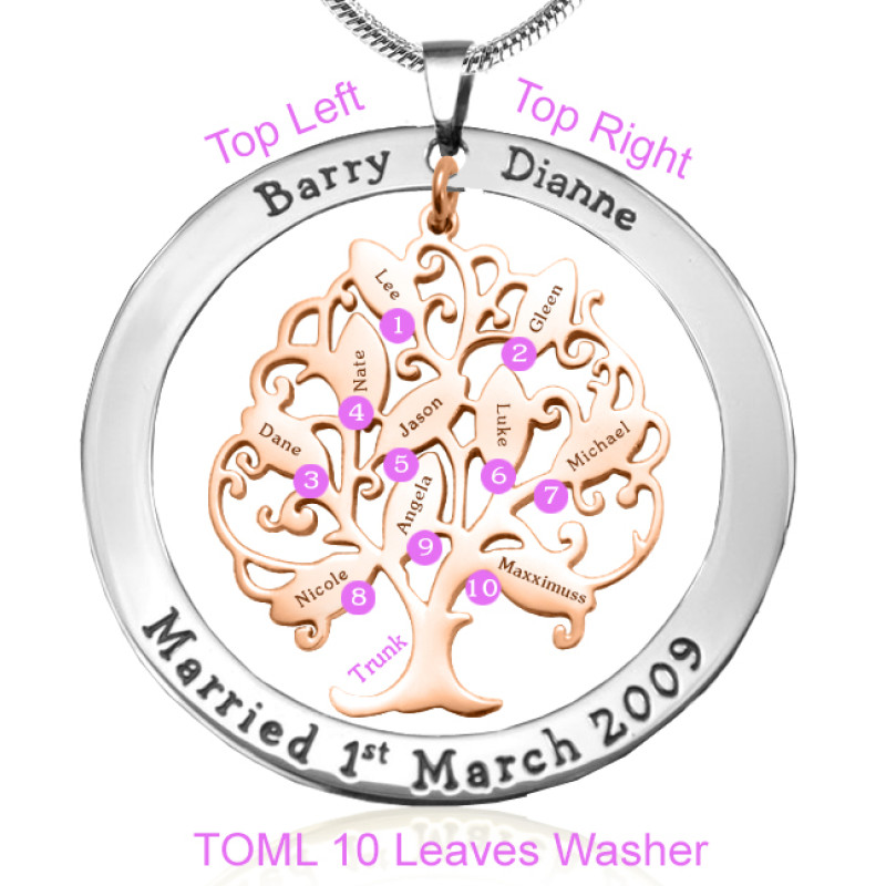 Tree of My Life Washer Pendant Personalised Tree of My Life washer pendant with rose gold tree