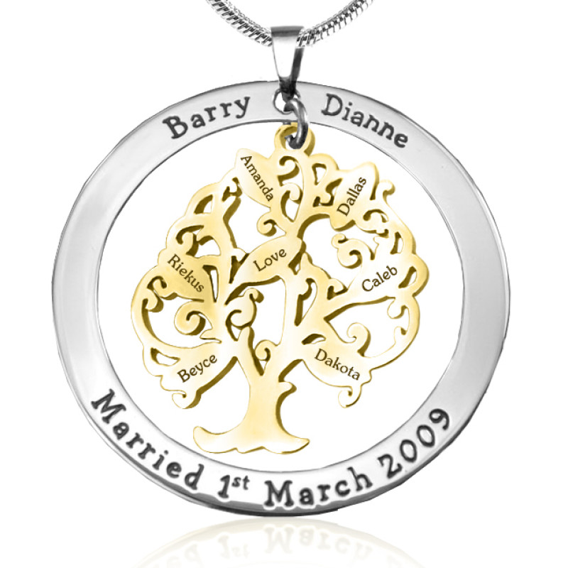 Personalised Tree of Life washer pendant with gold tree detail