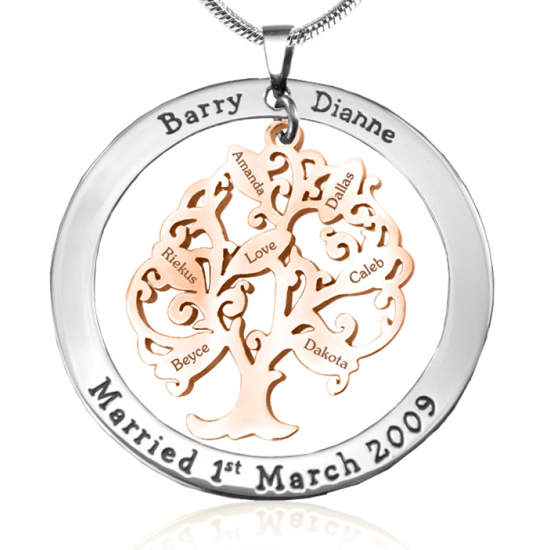 Personalised Tree of My Life washer pendant with rose gold tree