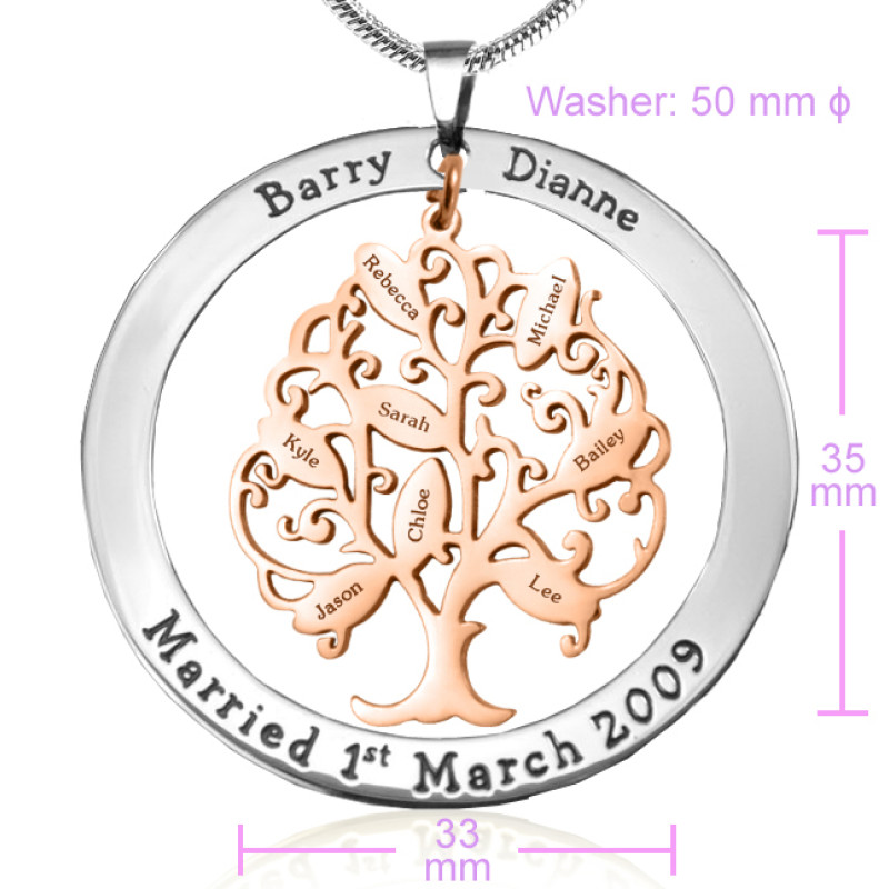 Edited product image of the Personalised Tree of My Life Washer 8 pendant