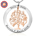 Personalised Tree of My Life Washer 8 two-tone pendant with rose gold tree