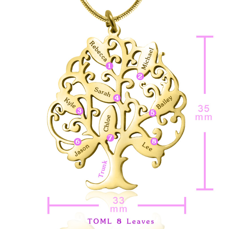 Close product view of the personalised Tree of My Life necklace