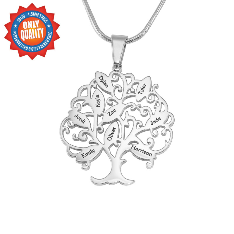 Personalised Tree of My Life Necklace in Sterling Silver Personalised Tree of My Life family tree necklace in sterling silver