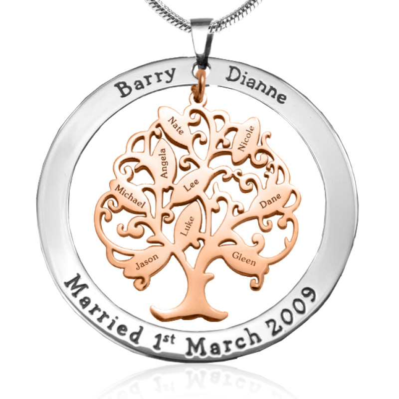 Personalised Tree of My Life Washer 9 two-tone rose gold tree pendant
