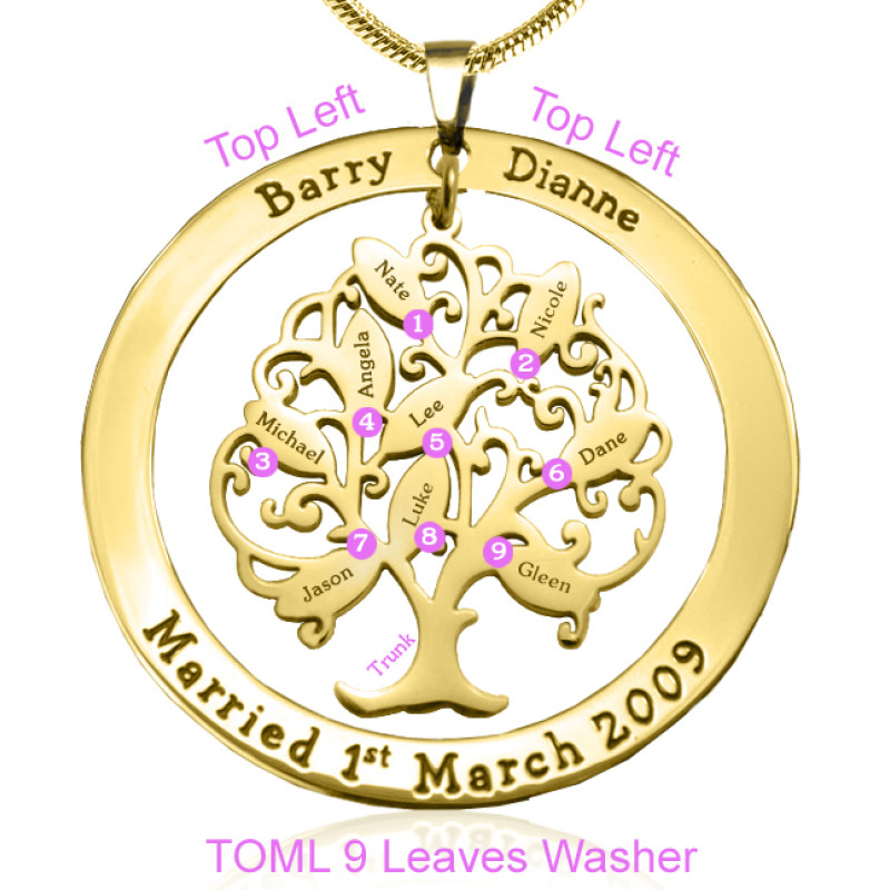 Personalised Tree of My Life washer pendant view