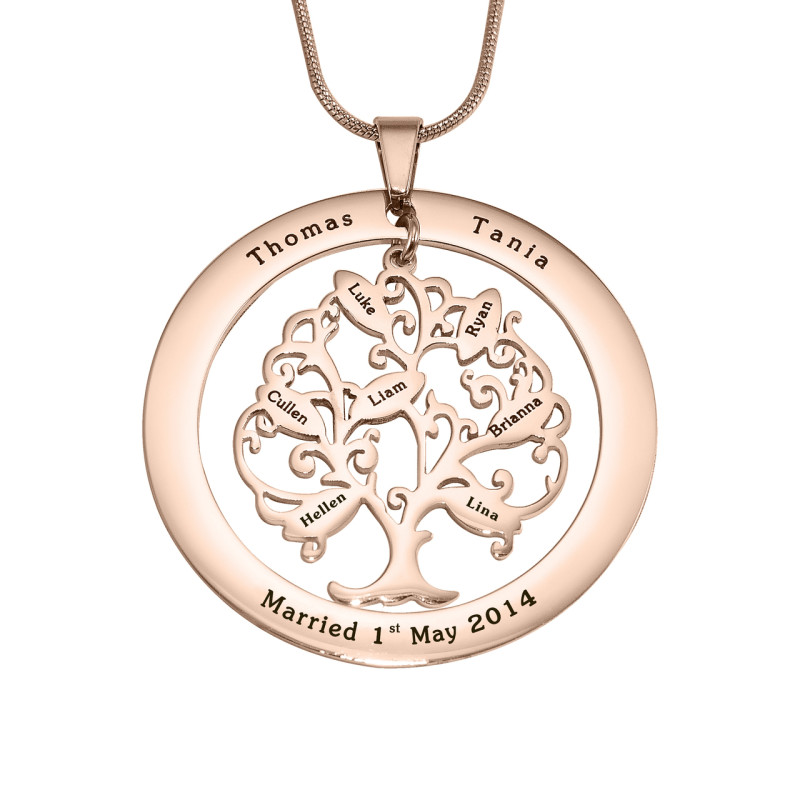 Personalised Tree of My Life Washer Pendant Personalised Tree of My Life washer pendant in rose gold