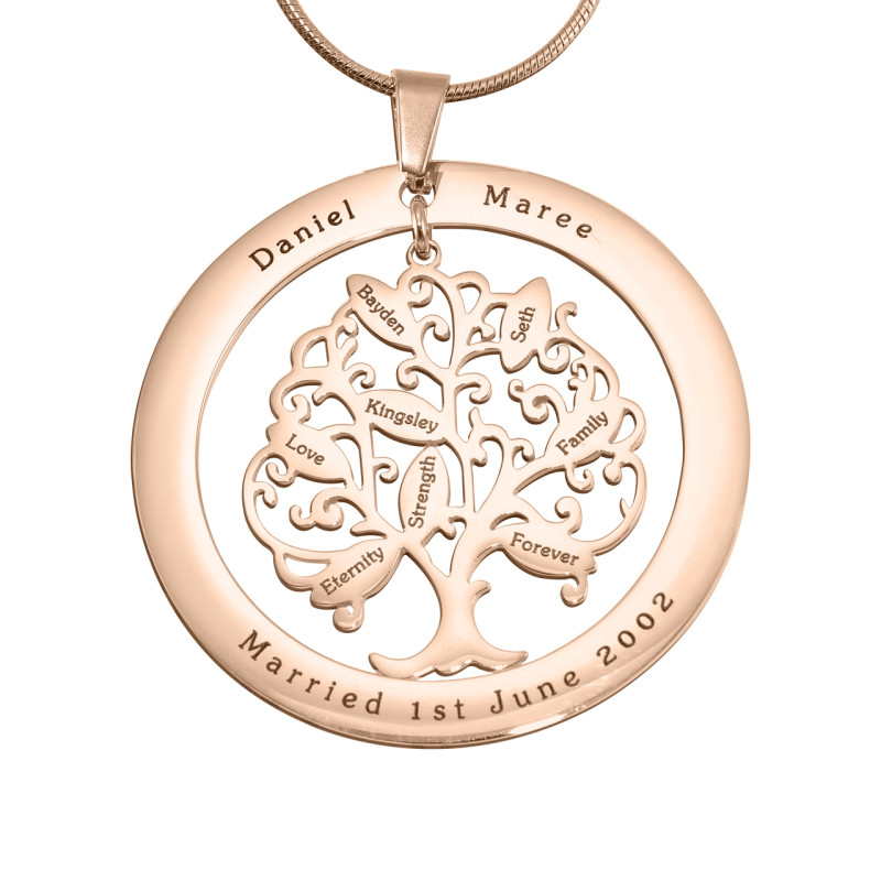 Tree of My Life Washer Pendant Personalised Tree of My Life washer pendant in rose gold