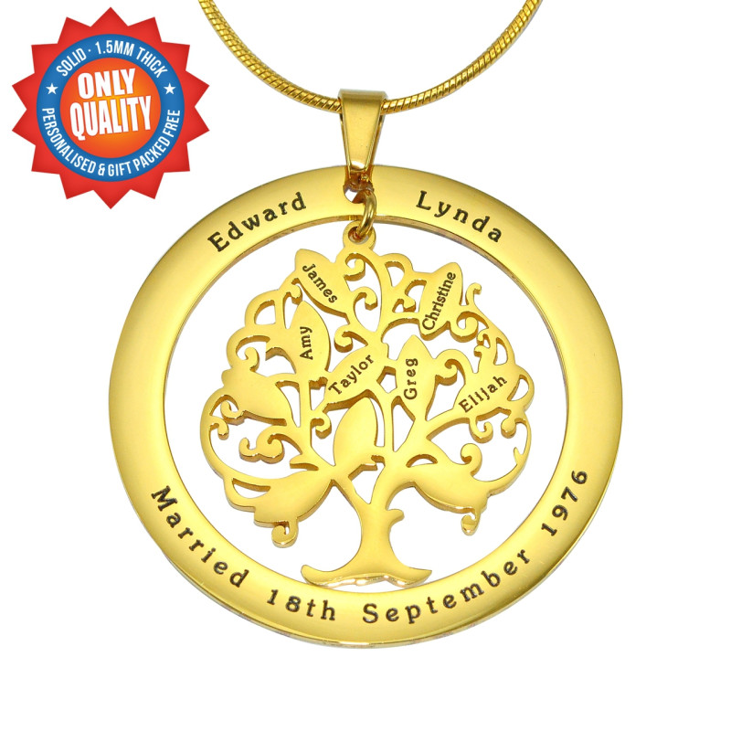 Personalised Tree of My Life Washer Necklace Personalised Tree of My Life washer necklace in gold finish