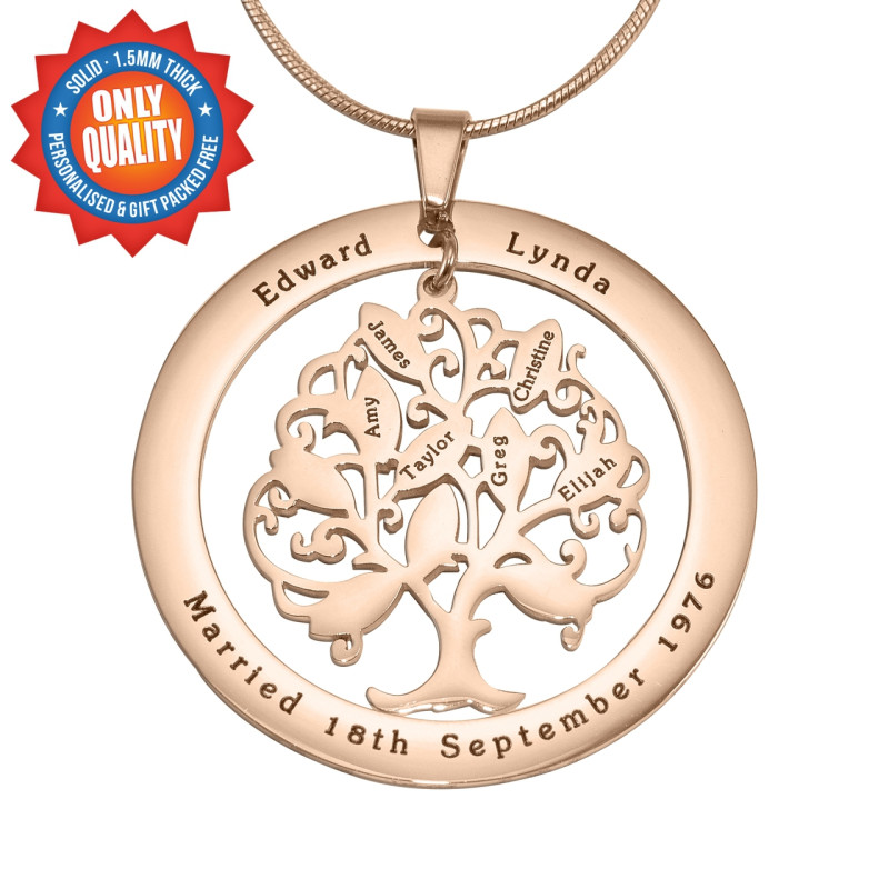 Personalised Tree of My Life Washer Pendant Personalised Tree of My Life washer pendant in rose gold plating