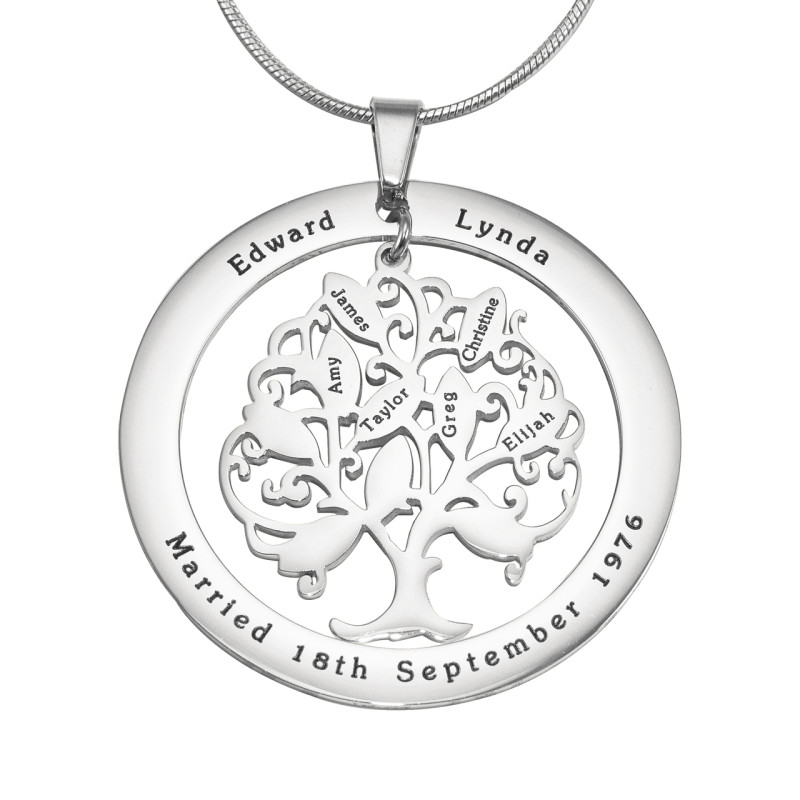 Tree of My Life Sterling Silver Necklace Personalised Tree of My Life sterling silver washer necklace