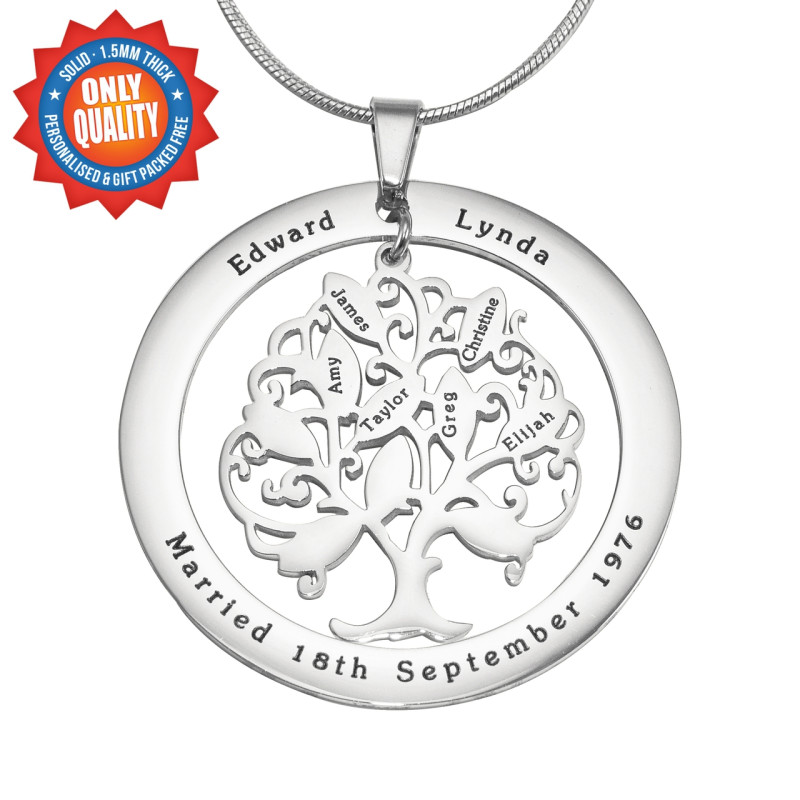 Personalised Tree of My Life Washer Necklace Personalised Tree of My Life washer necklace in sterling silver
