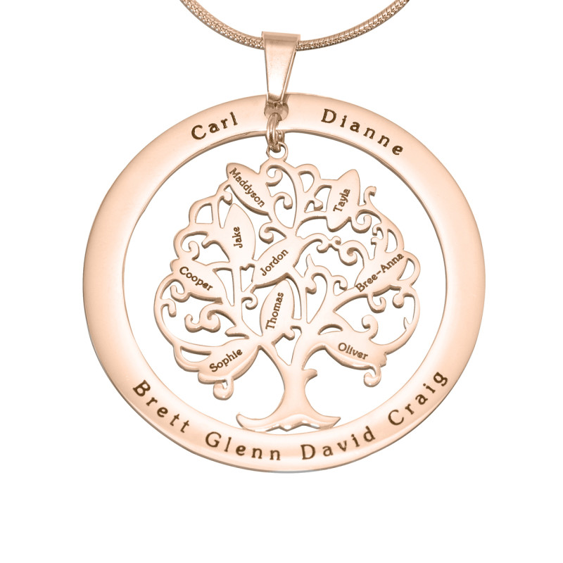 Personalised Tree of My Life washer pendant in rose gold colour