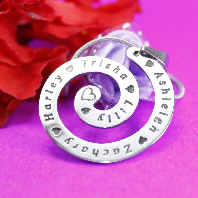Personalised Swirls of Time Necklace detail view Personalised Swirls of Time Necklace detail view