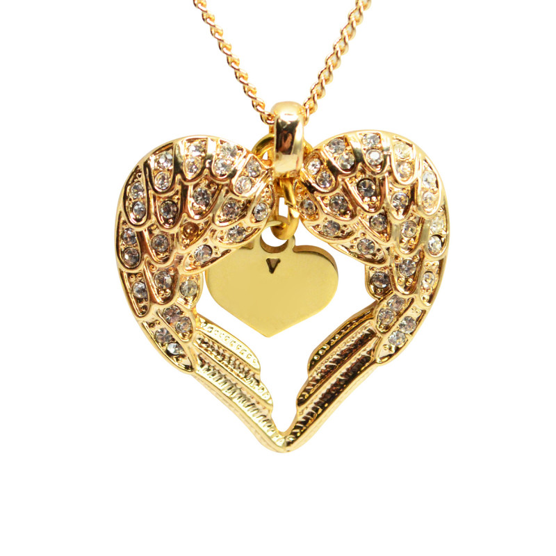 Blank Personalised Angels Heart Necklace with Heart Insert