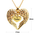 Personalised Angels Heart Necklace with Heart Insert featuring Tucker
