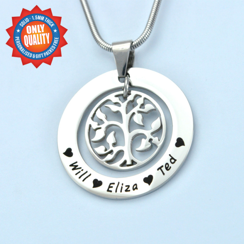 Personalised My Family Tree necklace in sterling silver