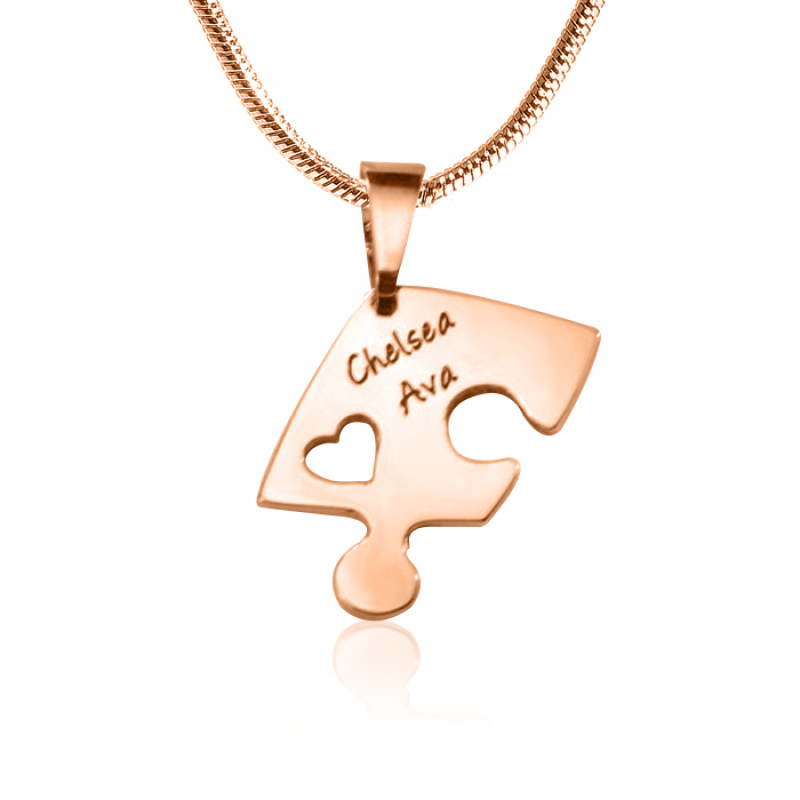 Personalised Triple Heart Puzzle Necklace Set Three personalised heart puzzle pendants that connect to form a heart