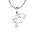 Personalised Triple Heart Puzzle Necklace Set Three personalised heart puzzle pendants that connect to form a heart