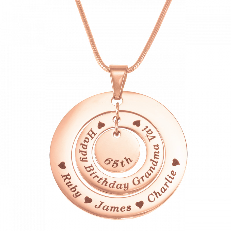 Personalised Circles of Love Necklace in rose gold plated finish