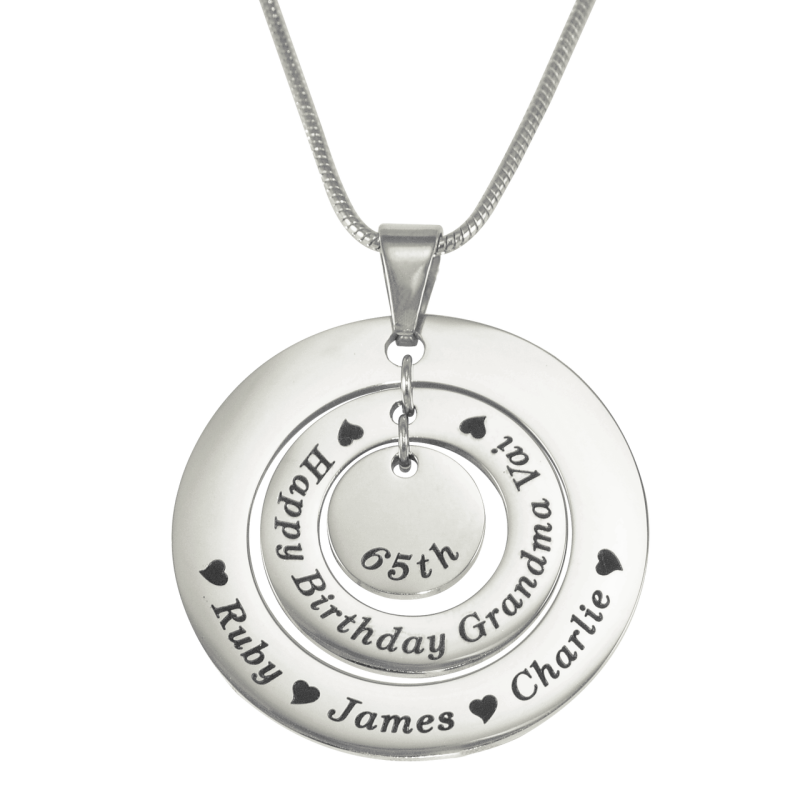 Circles of Love Necklace Material Options Circles of Love necklace shown in material options