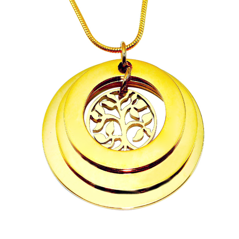 Personalised Family Triple Love Gold Pendant Personalised Family Triple Love gold family tree pendant